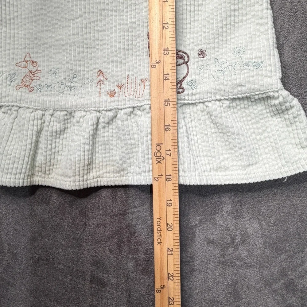 Vtg Disney Winnie the Pooh Dress Girls Baby 18-24M Sage Green Corduroy Y2K